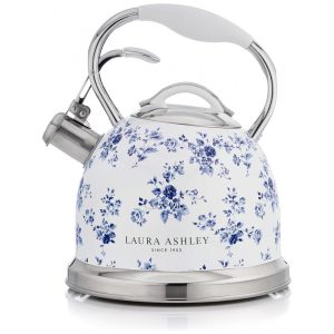 Chaleira para fogão Laura Ashley China Rose VQ inox com apito cabo em silicone 3 L estampa floral