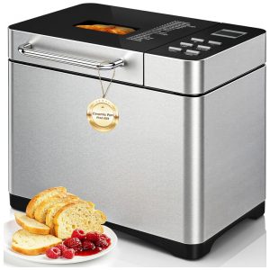 Máquina de Pão Manastin 19 em 1 Automática Prata 3 Cores de Crosta 3 Tamanhos de Pão Timer Programável Voltagem 110V