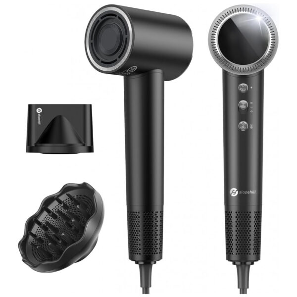 Secador de Cabelo Profissional slopehill 160.000 RPM 0,8lb Ultraleve, Tecnologia de 6 Bilhões de Íons para Redução de 98% do Frizz, Controle Inteligen
