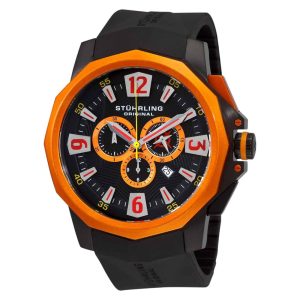 Relógio Almirante 300 52mm com Mostrador Preto e Pulseira de Silicone - Stuhrling