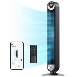 Ventilador de Torre Inteligente com Wi Fi controle de Voz por APP 6 Velocidades e Temporizador 110V 30W DREO DR HTF002S Preto