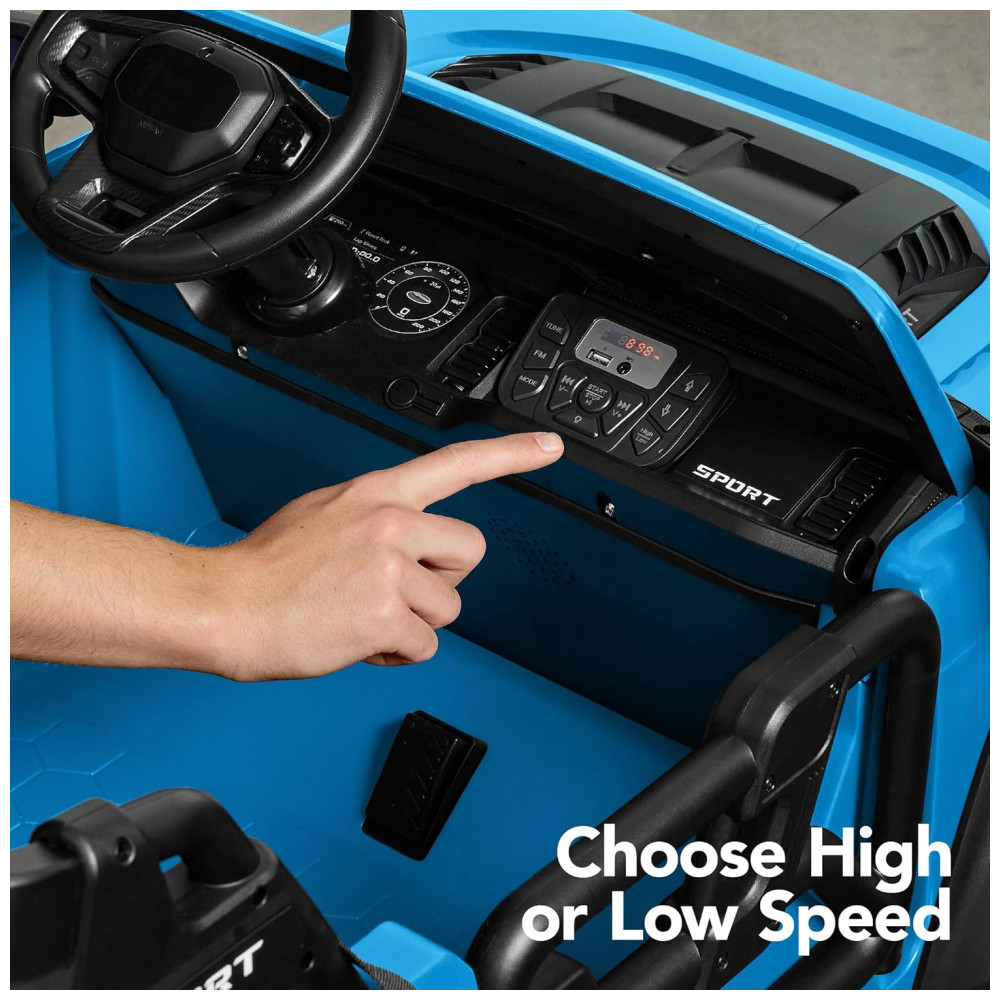 Carro Elétrico Infantil Best Choice Products 24V Azul, Caminhão 2 Lugares, com Controle Remoto, Bluetooth, Luzes LED e Capacidade para 60 kg - Imagem 6