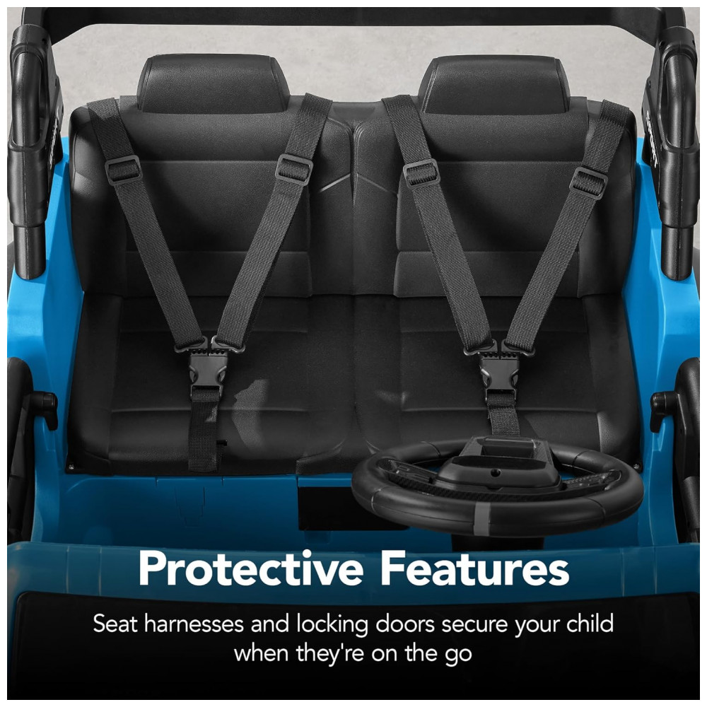 Carro Elétrico Infantil Best Choice Products 24V Azul, Caminhão 2 Lugares, com Controle Remoto, Bluetooth, Luzes LED e Capacidade para 60 kg - Imagem 7