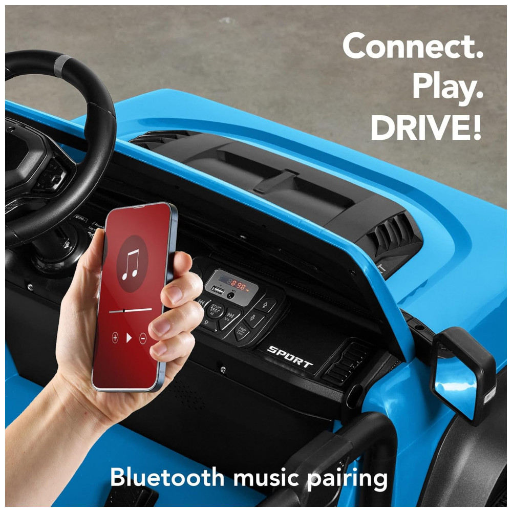 Carro Elétrico Infantil Best Choice Products 24V Azul, Caminhão 2 Lugares, com Controle Remoto, Bluetooth, Luzes LED e Capacidade para 60 kg - Imagem 8