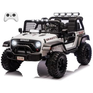 Carro Elétrico Infantil Sopbost Branco 24V 2 Lugares 4 Motores 4WD Pneus EVA Controle Bluetooth LED Off-Road