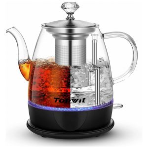 Chaleira Elétrica Topwit 1 Litro com Jarra de Vidro Infusor para Chá e Desligamento Automático 110V