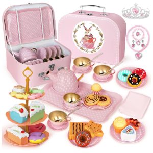 Jogo de Chá Infantil 49 Peças com Estojo de Transporte Poa Rosa