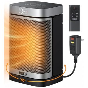 Aquecedor Elétrico Portátil de Cerâmica com 5 Modos Tela LED e Controle Remoto 1500W 110V Dreo Preto