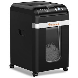Triturador de Papel Automática Bonsaii 200 Folhas Trituração Contínua de 60 Minutos Cesto de 30 Litros Alta Segurança Modelo C283A