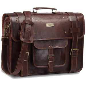 Bolsa de Couro Feita a Mão para Laptop Unissex HANDMADE WORLD HW FDM18inch Marrom