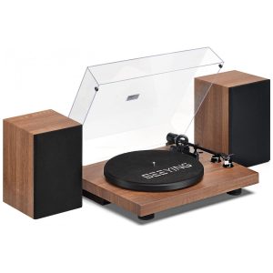 Toca Discos Retro 2 Velocidades com Gravação USB e Cartucho Magnético SeeYing Marrom