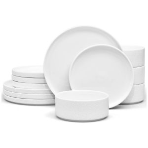 Aparelho de Jantar Elegância e Sofisticação para Sua Mesa com 12 Peças Formato Redondo e Estilo Minimalista Noritake Branco