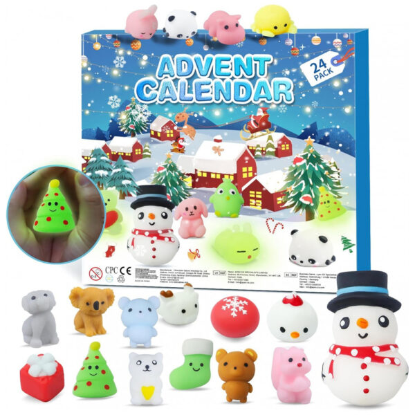 Calendário do Advento 2025, Luminoso Mochi 24 Dias de Calendário de Contagem Regressiva de Natal, 24 Peças, seeykey