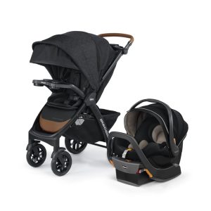 Carrinho de Bebê Travel System com Dobra Rápida Capota Removíveis e Pneus para Todo o Terreno Chicco Bravo Primo Preto