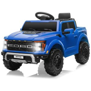 Mini Veículo Elétrico Licenciado Ford F150 Raptor 12V p/ Crianças c/ Controle Remoto Luz de LED Som MP3 Caçamba Cinto 3 Pontos - 120cmSegmart