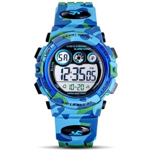Relógio Digital com Cronômetro para Crianças de 5 até 15 Anos GOLDEN HOUR Azul Camuflado