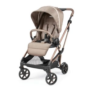 Carrinho de Bebê com Armazenamento Embaixo Assento Confortável e Reclinável Peg Perego Vivace Bege e Rosa