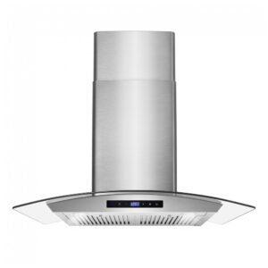 Coifa de parede 76cm COSMO inox escovado vidro curvo 646 m³/h comando touch filtros permanentes LED 110V