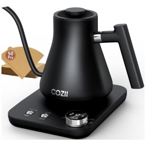 Chaleira Elétrica COZII Gooseneck 5 Programas 1 Controle de Temperatura 1200W Fervura Rápida de Água p/ Café e Chá 24h de Manutenção Quente
