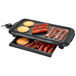 Churrasqueira Elétrica Bella com Bandeja Aquecedora Grill Sem Fumaça Antiaderente Controle de Temperatura Cabos Isolados 25 x 45 cm