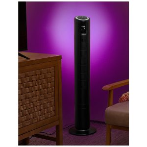 Ventilador de Torre Oscilante com 5 Velocidades 4 Modos Controle Remoto e Temporizador de 8H 110V 69W Holmes Preto
