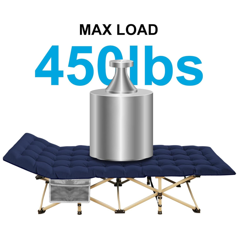 Cama Dobrável Portátil para Acampamento com Acolchoado e Bolsa de Transporte Suporta 204 kg ARAER Cinza e Azul - Imagem 2