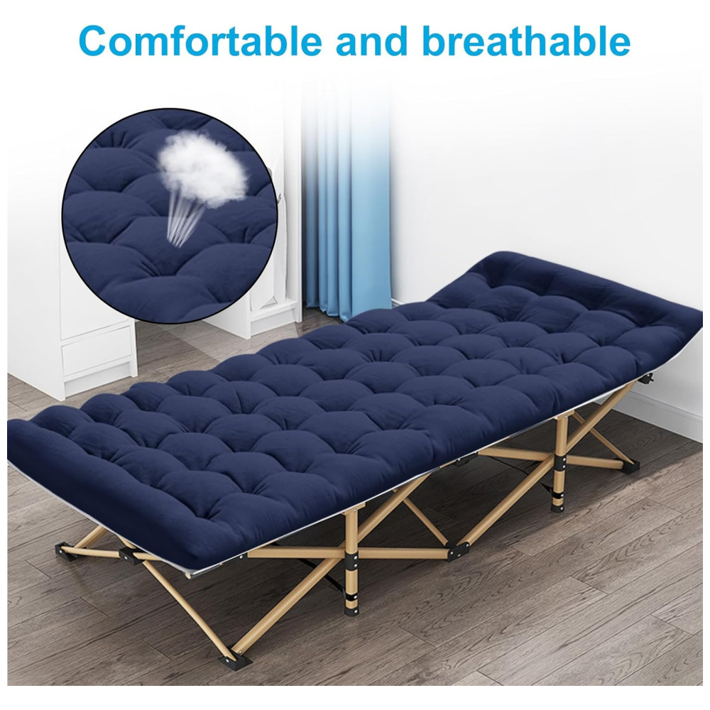 Cama Dobrável Portátil para Acampamento com Acolchoado e Bolsa de Transporte Suporta 204 kg ARAER Cinza e Azul - Imagem 5