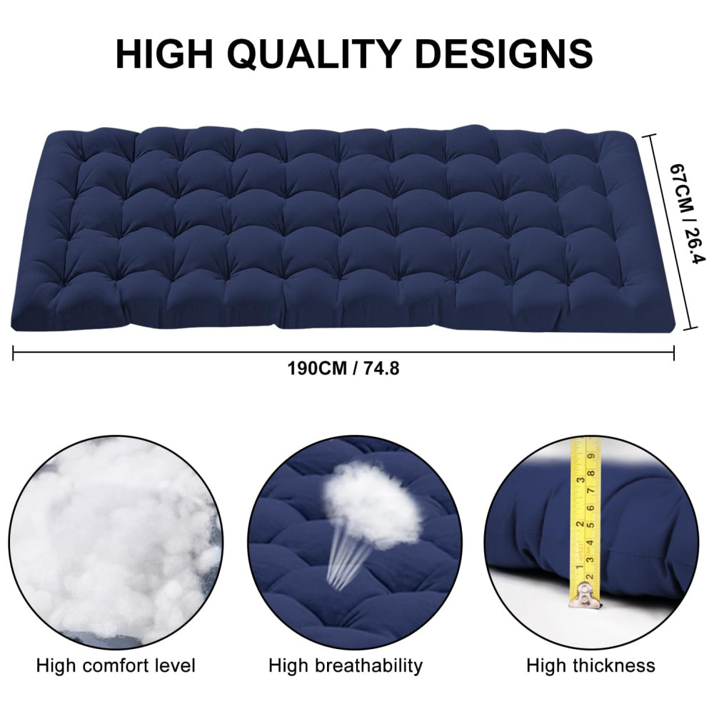 Cama Dobrável Portátil para Acampamento com Acolchoado e Bolsa de Transporte Suporta 204 kg ARAER Cinza e Azul - Imagem 6