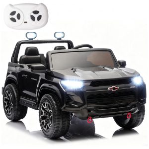 Carro Elétrico Infantil Chevrolet Colorado Licenciado 24V 2 Lugares 4WD Controle Remoto Música Alarme Megafone Preto