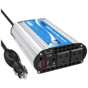 NDDI Inversor de Potência 300W 12V Para AC 2 Tomadas 2 USB 110v GIANDEL PS 300B CAR Prateado