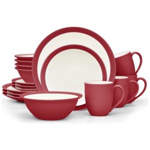 Jogo de Jantar Noritake Colorwave Raspberry Curve 16 Peças Vermelho Cerâmica Acabamento Brilhante Semi-Fosco Para 4 Pessoas