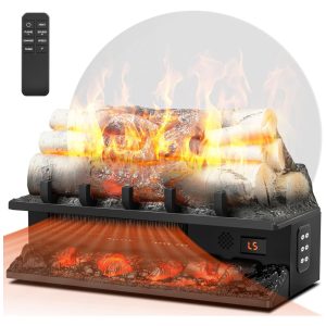 Lareira Elétrica Ecológica com Controle Remoto 4 Sons de Chama Temporizador de 8H Brilho e Velocidade Ajustáveis 110V 1500W Joy Pebble Preta