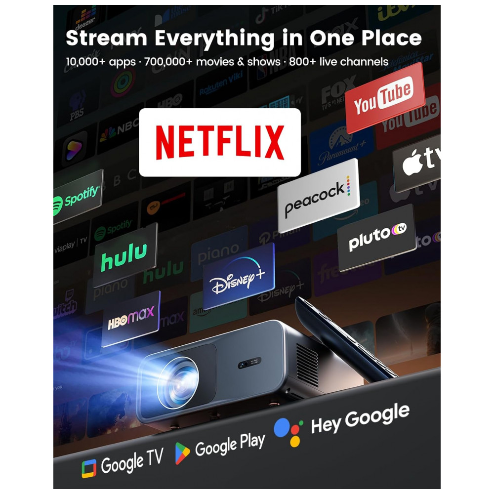 Projetor Inteligente Oficial Google TVSmart 4K Wi-Fi Bluetooth WIMIUS G1 Cinza - Imagem 2