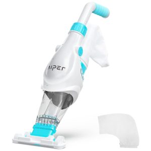 Aspirador de Piscina sem Fio Recarregável com Autonomia da Bateria de 1H Limpeza Profunda e Sucção Forte 110V AIPER P1111 Branco e Azul