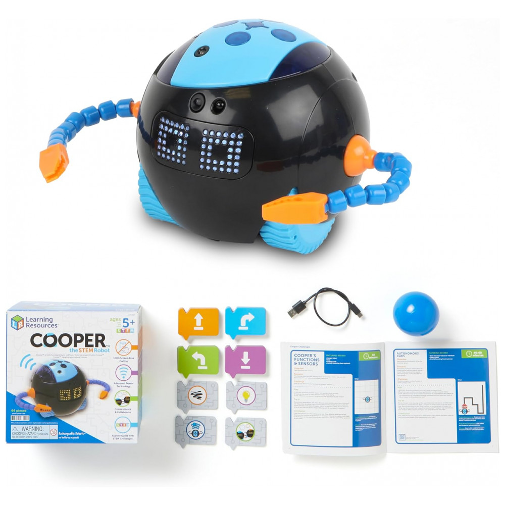 Learning Resources Cooper o Robô STEM - Codificação para Crianças, Brinquedos Educacionais, Robótica, Programação Montessori