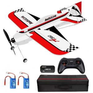 Avião de Controle Remoto com Acessórios 6 Modos de Voo Motor sem Escova Transmissor T8S e Telemetria de Tensão R8XM Radiolink A560 Branco e Vermelho