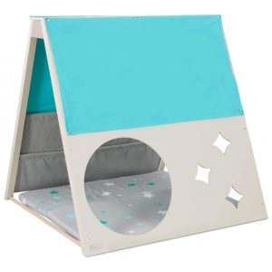 Cabana Interativa Infantil com Projetor LED de Estrelas Tapeta Acolchoado e Porta Livros para Crianças de 3 a 8 Anos LITTLE TIKES 658884EUC Azul