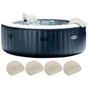 Spa Inflável Hidromassagem com 4 Assentos Antiderrapantes Intex 28431EP PureSpa Azul