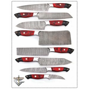 Conjunto de Facas Profissionais G16Red 8 Peças Aço Inoxidável GLADIATORSGUILD Vermelho