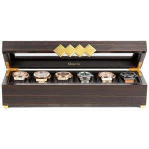 Caixa Estojo de Madeira para Relógios com 6 Compartimentos Glenor Co Marrom