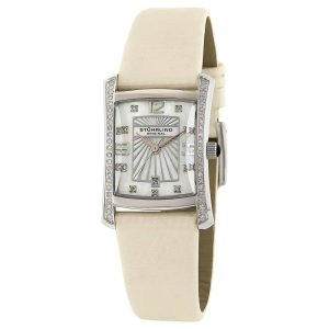 Relógio Margarida 145D 22mm com Mostrador Branco e Pulseira de Couro Marfim - Stuhrling Prata