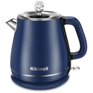 Chaleira Elétrica Kikiwell 1.8L em Aço Inoxidável com Desligamento Automático e Proteção Contra Fervura 110V 1200W Azul