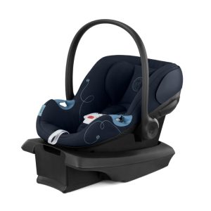 Cadeira de Bebe para Carro com Proteção Linear Contra Impactos Laterais Apoio de Cabeça Ajustável em 11 Posições e Base Safelock Cybex Aton G Azul