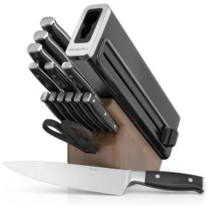 Conjunto de Facas com Afiador Embutido e Bloco de Madeira 15 Peças Ninja K52015
