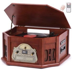 Vitrola Toca Discos com Plataforma 3 Velocidades sem fio 78 RPM 110v ORCC 1201 Marrom