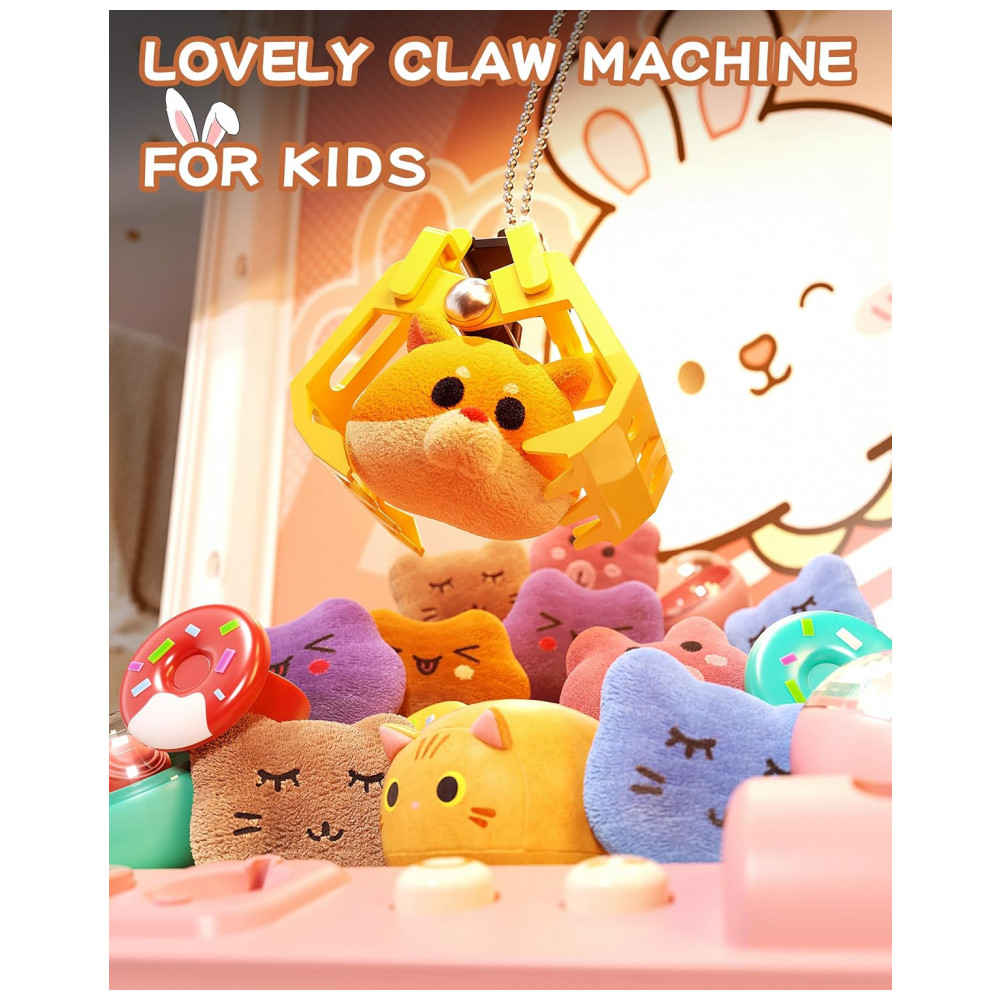 Máquina de Garra Branca e Rosa STACTCUTE – Mini Arcade Infantil com 55 Peças, Luzes LED, Som e Prêmios Personalizáveis - Imagem 2