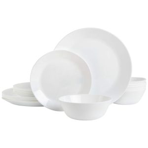 Aparelho de Jantar com 18 Peças Resistentes a Quebras e Lascas Gibson Home Branco Opalino