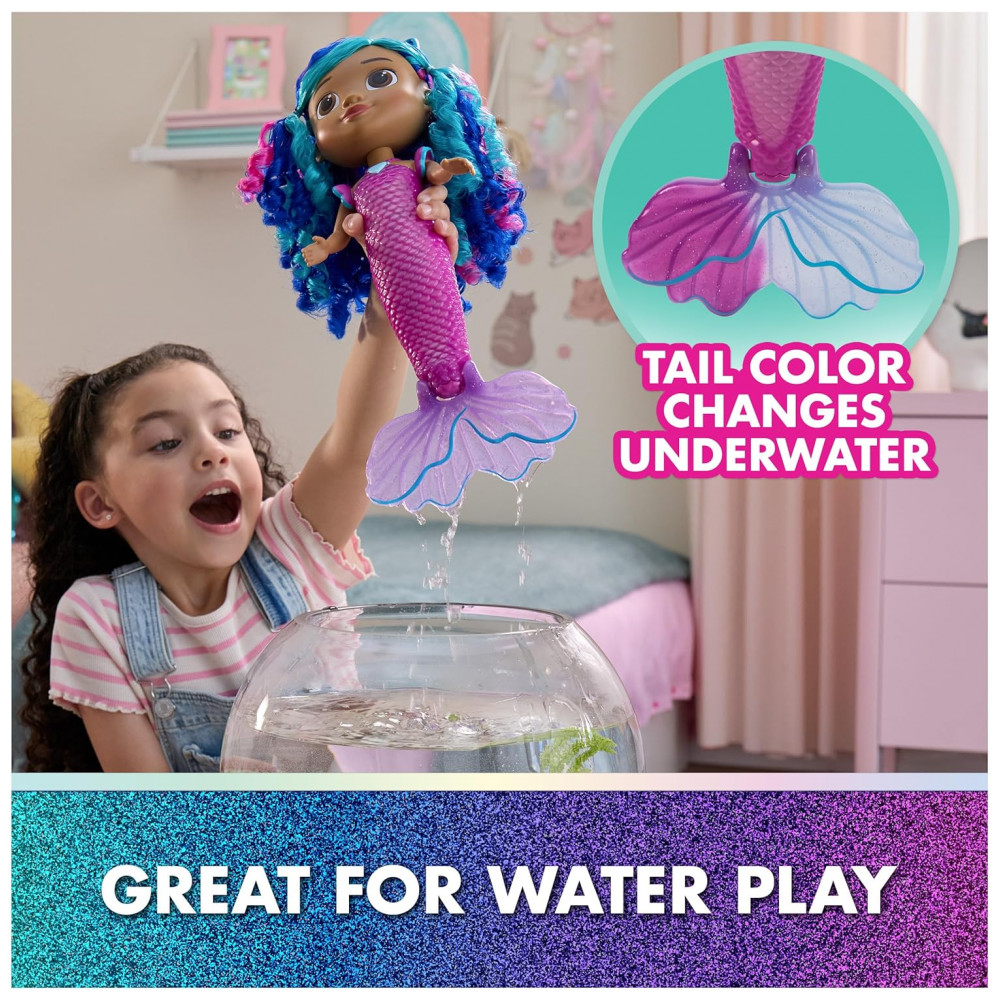 Gabbys Dollhouse The Movie, Boneca Sereia Canta Brilha Gabby, Brinquedo Sereia à Prova D'Água com Luzes e Sons, para Meninas e Meninos,Spin Master - Imagem 4