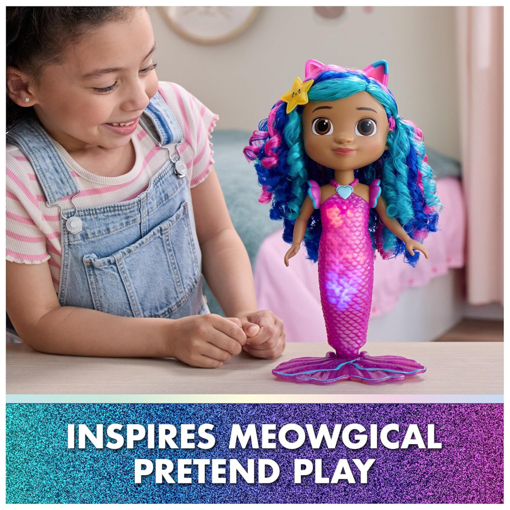 Gabbys Dollhouse The Movie, Boneca Sereia Canta Brilha Gabby, Brinquedo Sereia à Prova D'Água com Luzes e Sons, para Meninas e Meninos,Spin Master - Imagem 5