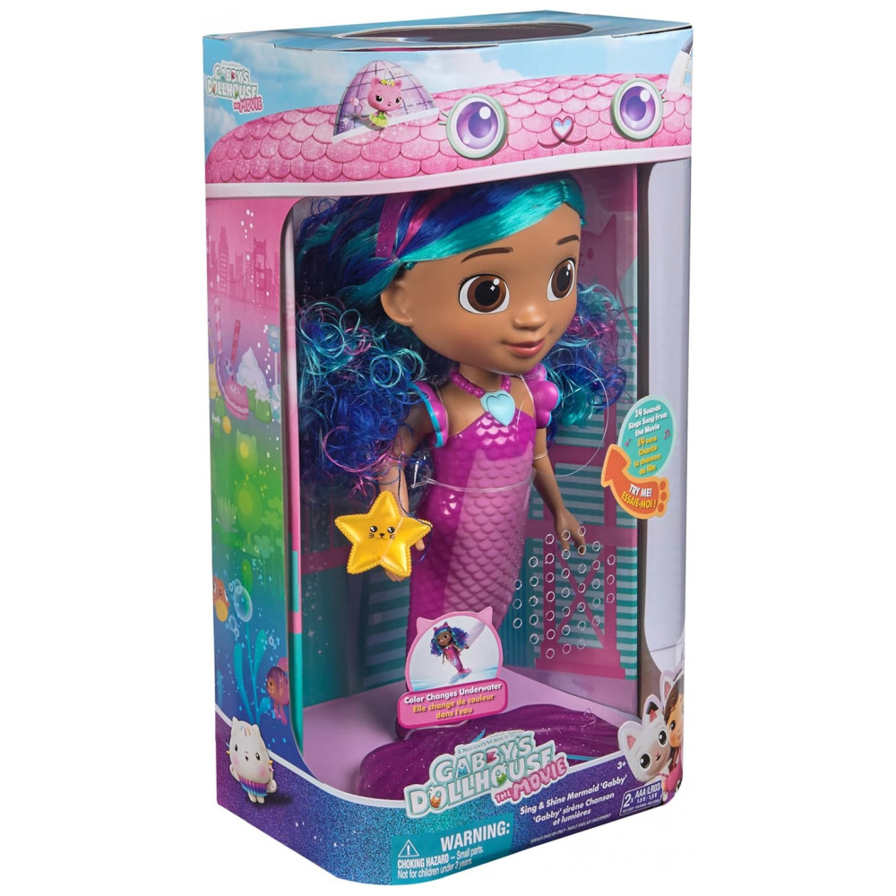 Gabbys Dollhouse The Movie, Boneca Sereia Canta Brilha Gabby, Brinquedo Sereia à Prova D'Água com Luzes e Sons, para Meninas e Meninos,Spin Master - Imagem 7